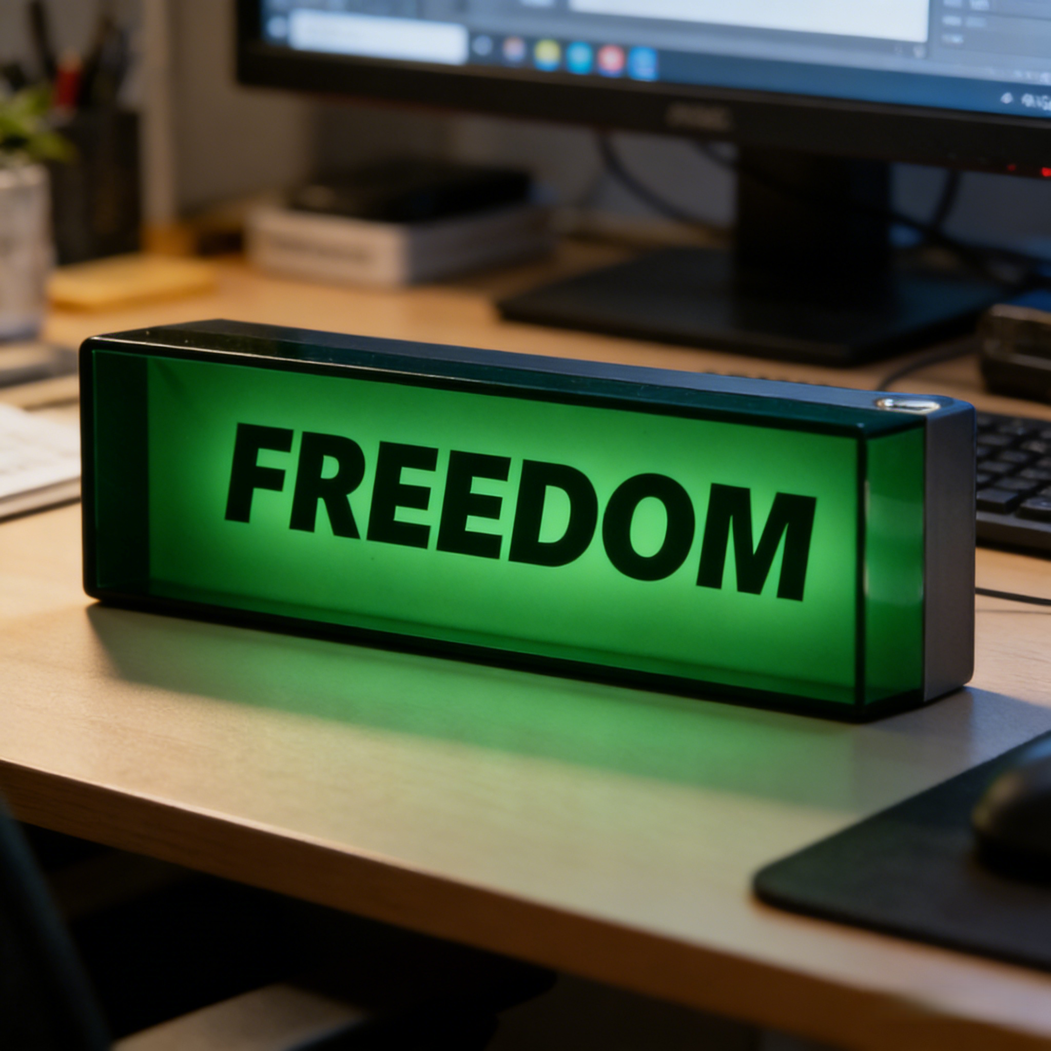 Aluminum Alloy Mini Desktop Ambient Light Box – Green Freedom Edition