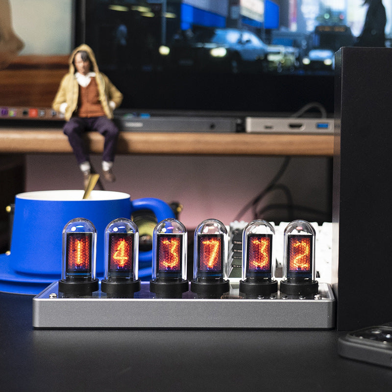 Metal LED Desk Clock with Ambient Night Light and Alarm