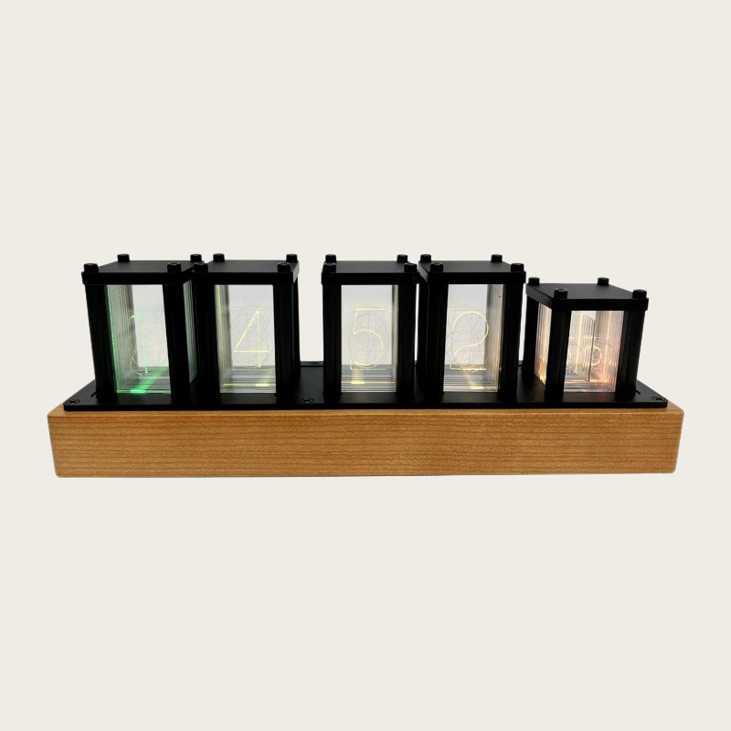 Wood LED Desk Clock with Night Glow Decorative Light