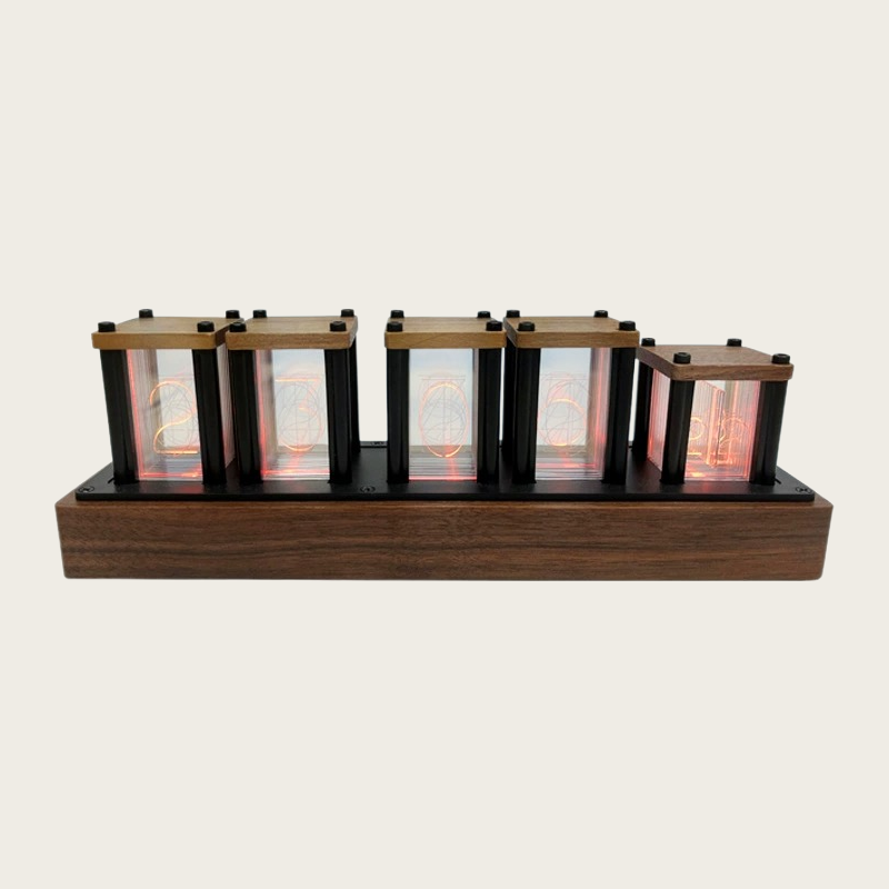 Wood LED Desk Clock with Night Glow Decorative Light