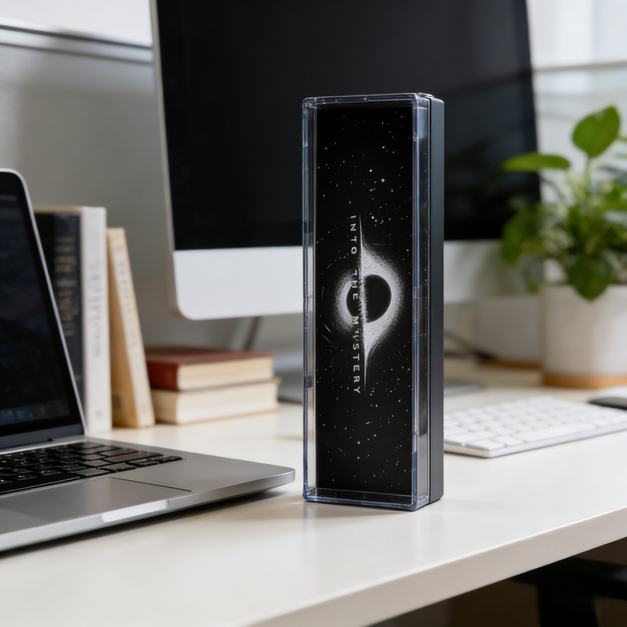 Aluminum Alloy Mini Desktop Ambient Light Box – Transparent Black Hole Edition