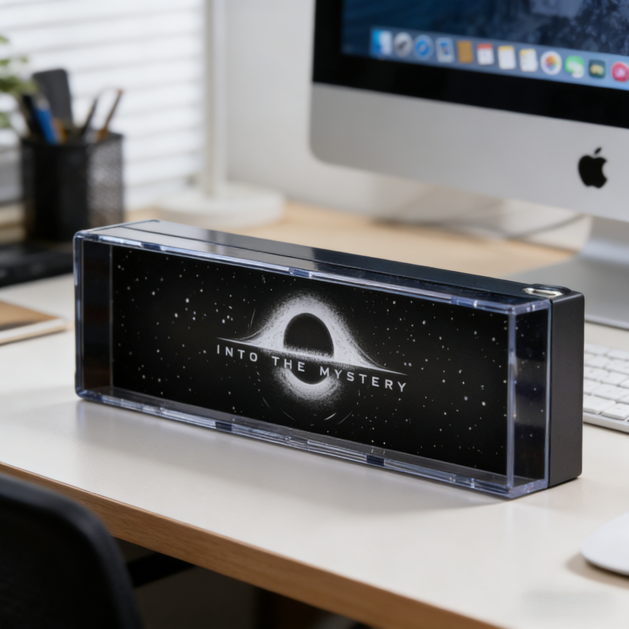 Aluminum Alloy Mini Desktop Ambient Light Box – Transparent Black Hole Edition